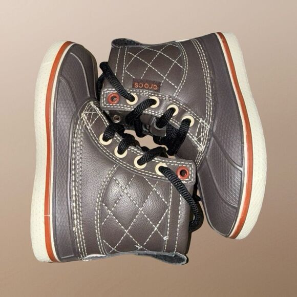 NWOB Little Kids AllCast Expresso Crocband Duck Boots Size C9 - Picture 3 of 8